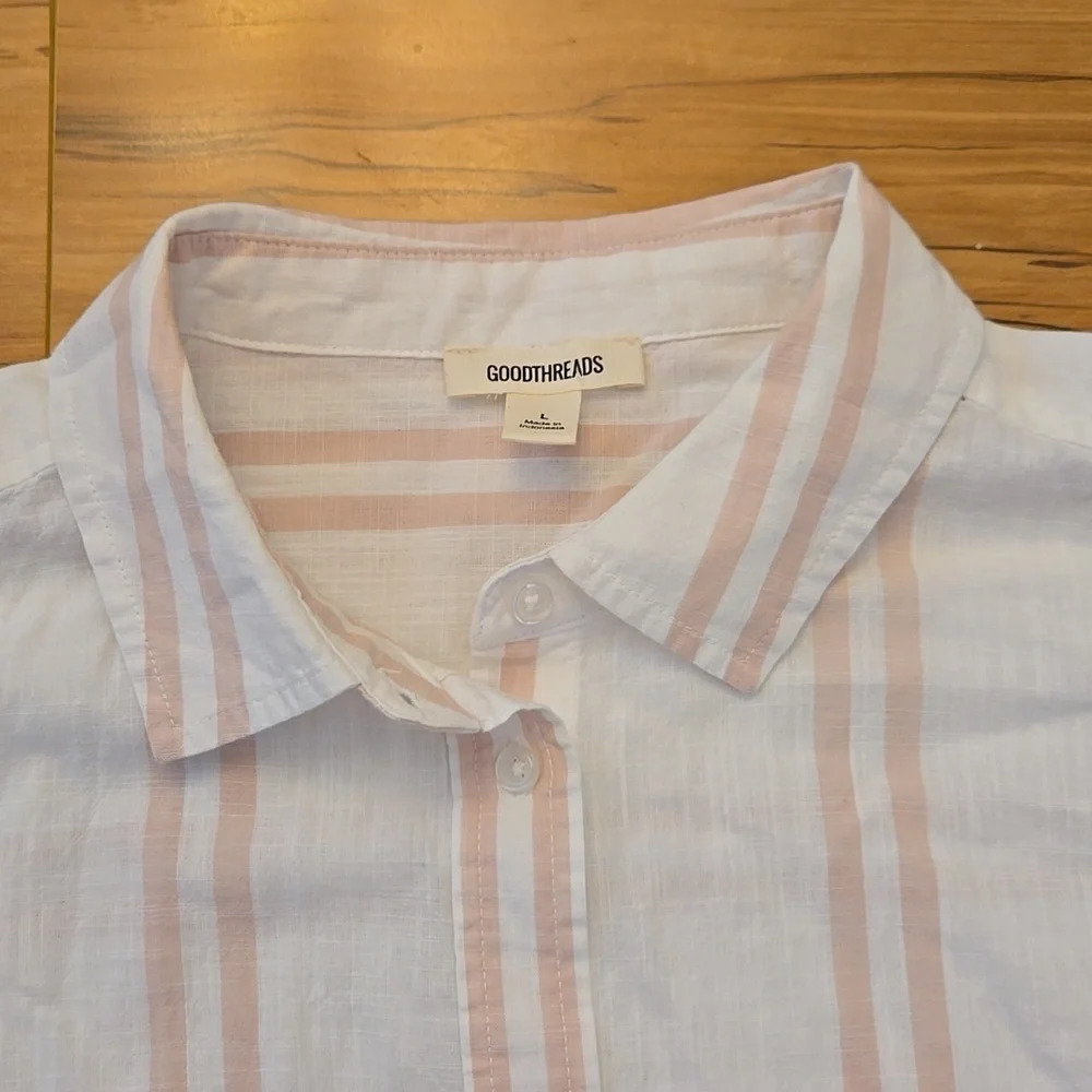 Goodthreads Women’s Oversized Lightweight Cotton Short Sleeve Shirt Size LARGE - Picture 2 of 9